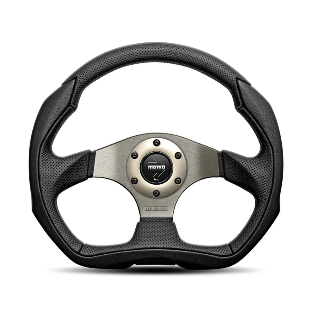 Momo Eagle Steering Wheel - Black Leather/Anthracite Centre 350mm Diameter