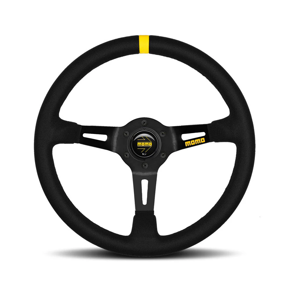 Momo Mod. 08 Steering Wheel - Black Spoke/Black Suede 350mm Diameter