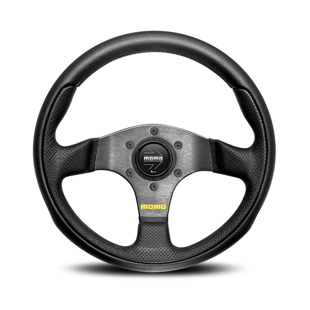 Momo Team Steering Wheel - Black Leather 300mm Diamater